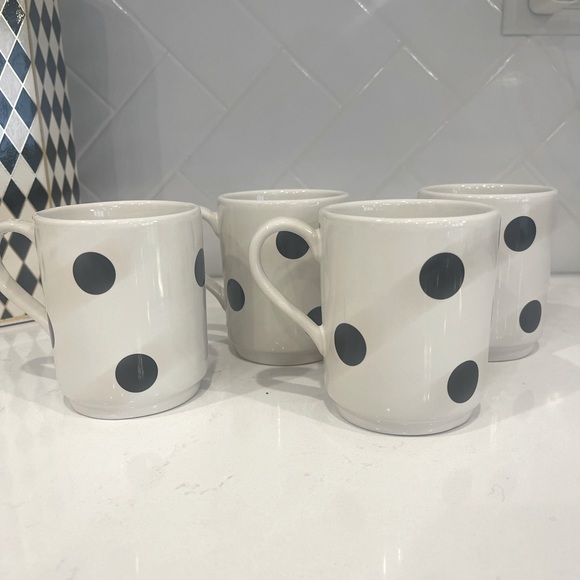 kate spade Kitchen Kate Spade Black And White Polka Dot Coffee Mugs Set Of 4 Poshmark